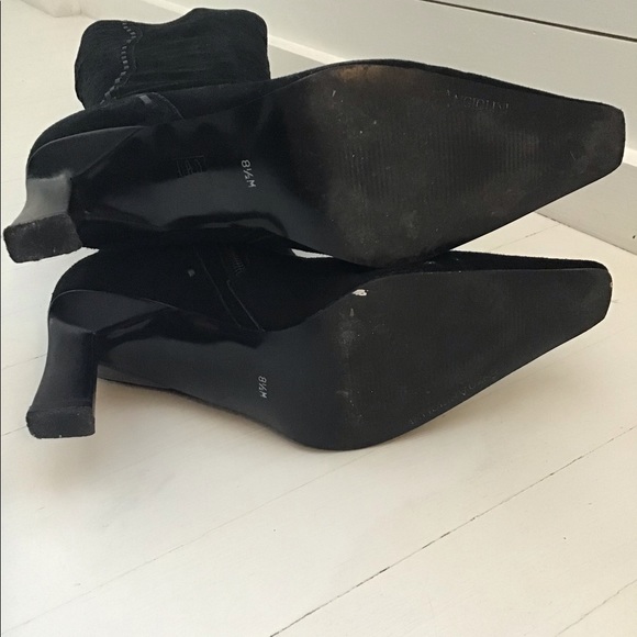 Womens Vintage Suede Laser cut Heeled Dress Boots - Picture 7 of 11